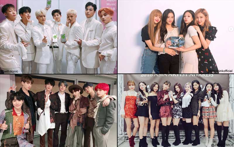 iKON、BLACKPINK、BTS（防弾少年団）、TWICE