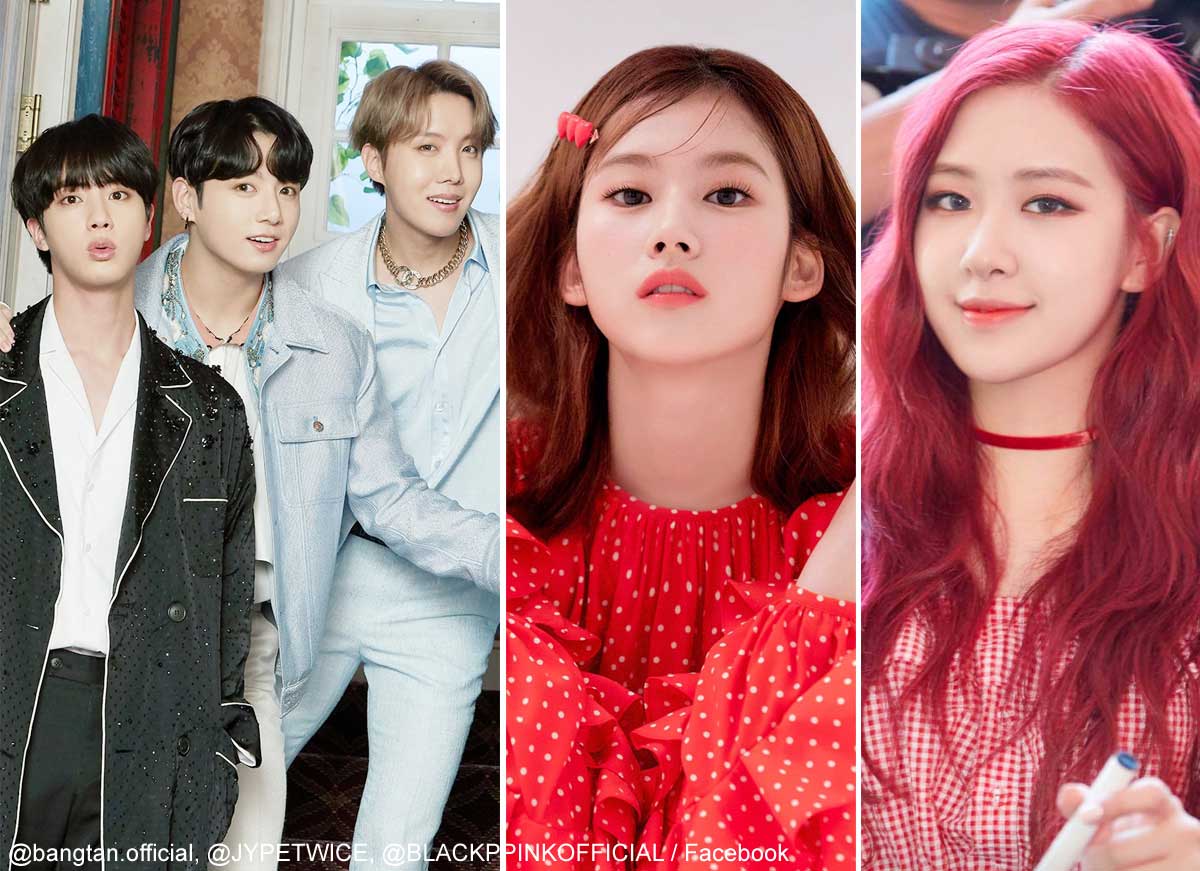 BTSジン・ジョングク・J-HOPE、TWICEサナ、BLACKPINKロゼ（右）